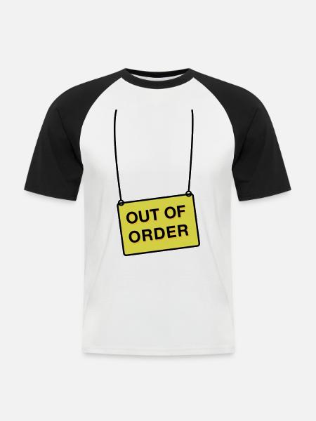 out of order - Männer Baseball-T-Shirt - Weiß/Schwarz