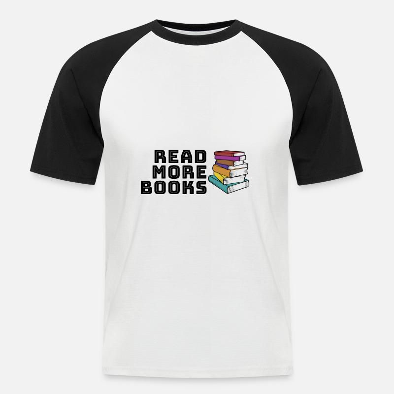 Read more books - Männer Baseball-T-Shirt - Weiß/Schwarz