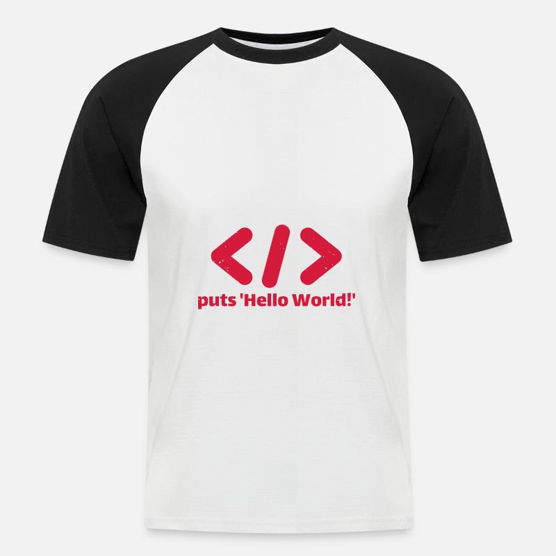 hello world programmieren ruby - Männer Baseball-T-Shirt - Weiß/Schwarz