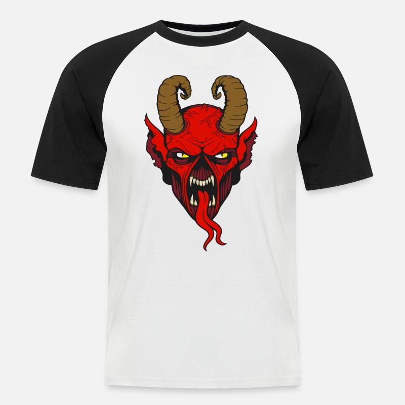Devil - Teufel - Dämon - Männer Baseball-T-Shirt - Weiß/Schwarz