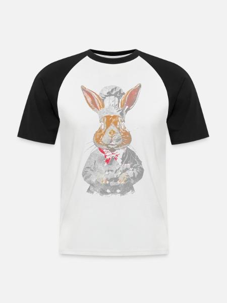 Chef Rabbit - Männer Baseball-T-Shirt - Weiß/Schwarz
