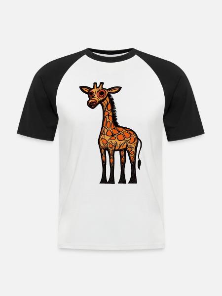 Giraffe Halloween Animal - Men's Baseball T-Shirt - white/black