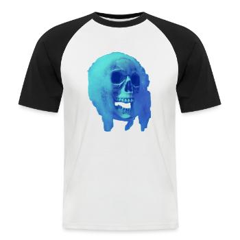Le temps des fantômes et des démons - T-shirt baseball manches courtes Homme - blanc/noir - Devant - Nik (191cm)