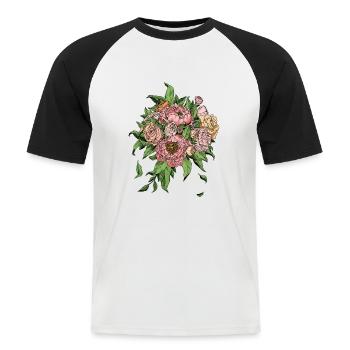 Flowers are the smile of the earth. Ralph Waldo Emer - Men's Baseball T-Shirt - white/black - Front - Nik (191cm)