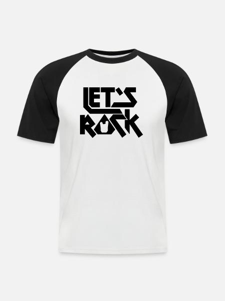 Let's Rock - Männer Baseball-T-Shirt - Weiß/Schwarz