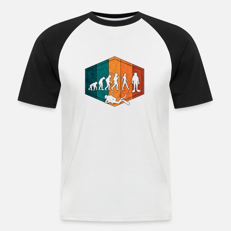 Diver Evolution Diver retro - Men's Baseball T-Shirt - white/black