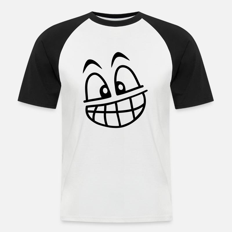 grin_face_2c - Männer Baseball-T-Shirt - Weiß/Schwarz