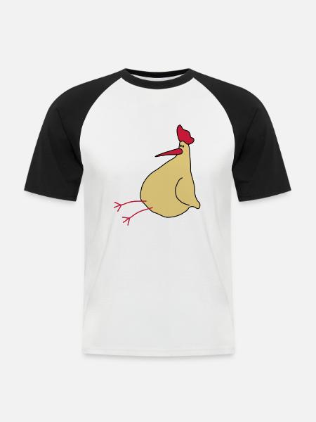 Ein Huhn - Männer Baseball-T-Shirt - Weiß/Schwarz
