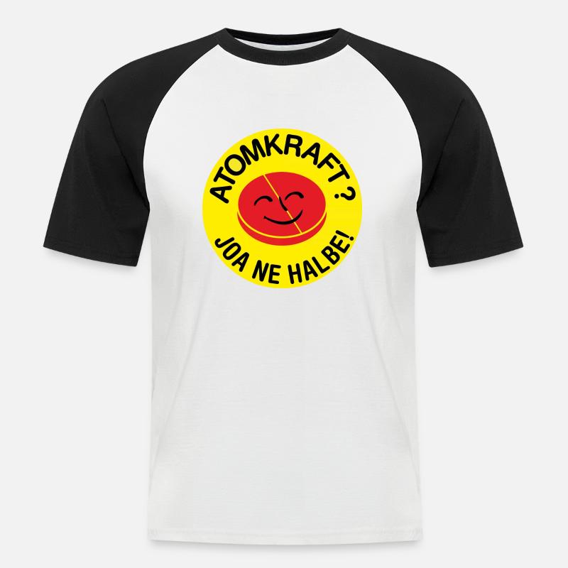 Halbe Atomkraft - Männer Baseball-T-Shirt - Weiß/Schwarz