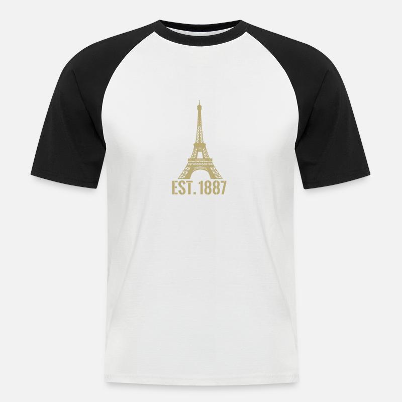EIffelturm - Männer Baseball-T-Shirt - Weiß/Schwarz