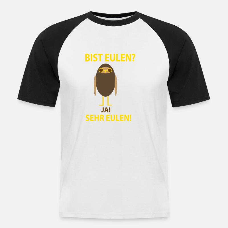 Bist Eulen - Männer Baseball-T-Shirt - Weiß/Schwarz