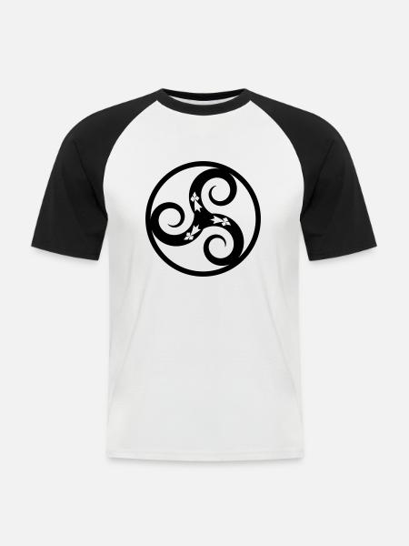 TRISKELL AUX HERMINES - T-shirt baseball manches courtes Homme - blanc/noir