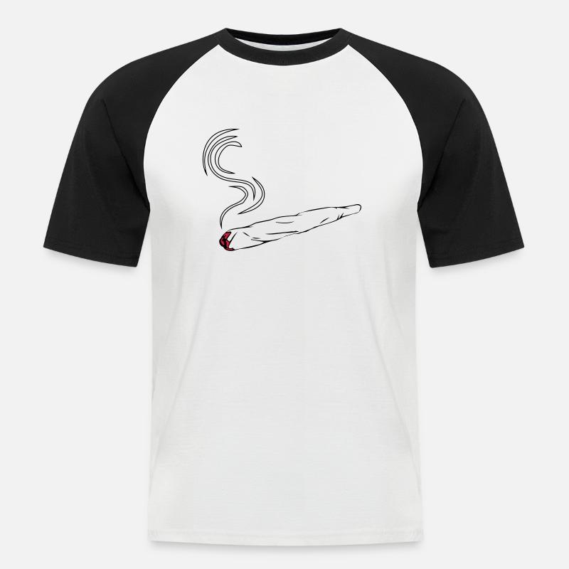 kiffen joint design - Männer Baseball-T-Shirt - Weiß/Schwarz