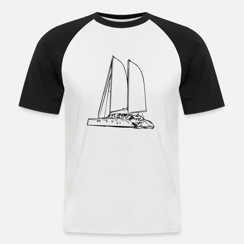 Segel Yacht - Männer Baseball-T-Shirt - Weiß/Schwarz