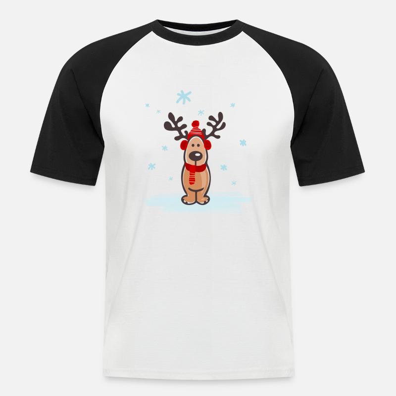 Weihnachten - Elch - Männer Baseball-T-Shirt - Weiß/Schwarz