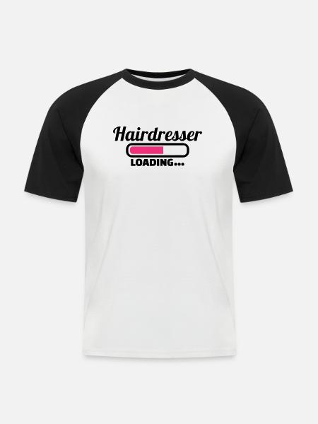 Friseur - Männer Baseball-T-Shirt - Weiß/Schwarz