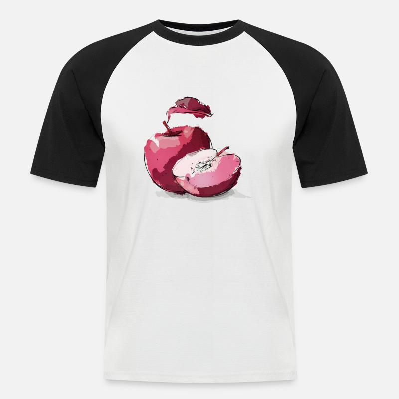 Apple red beautiful apple red - Men's Baseball T-Shirt - white/black