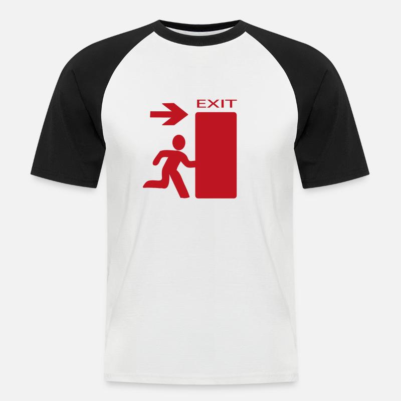 Exit - Männer Baseball-T-Shirt - Weiß/Schwarz