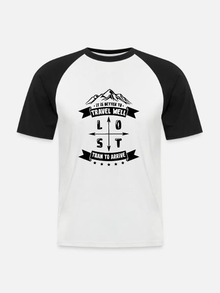 Voyage perdu - T-shirt baseball manches courtes Homme - blanc/noir