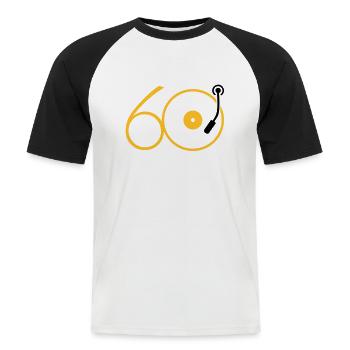Musique des années 60 - T-shirt baseball manches courtes Homme - blanc/noir - Devant - Nik (191cm)