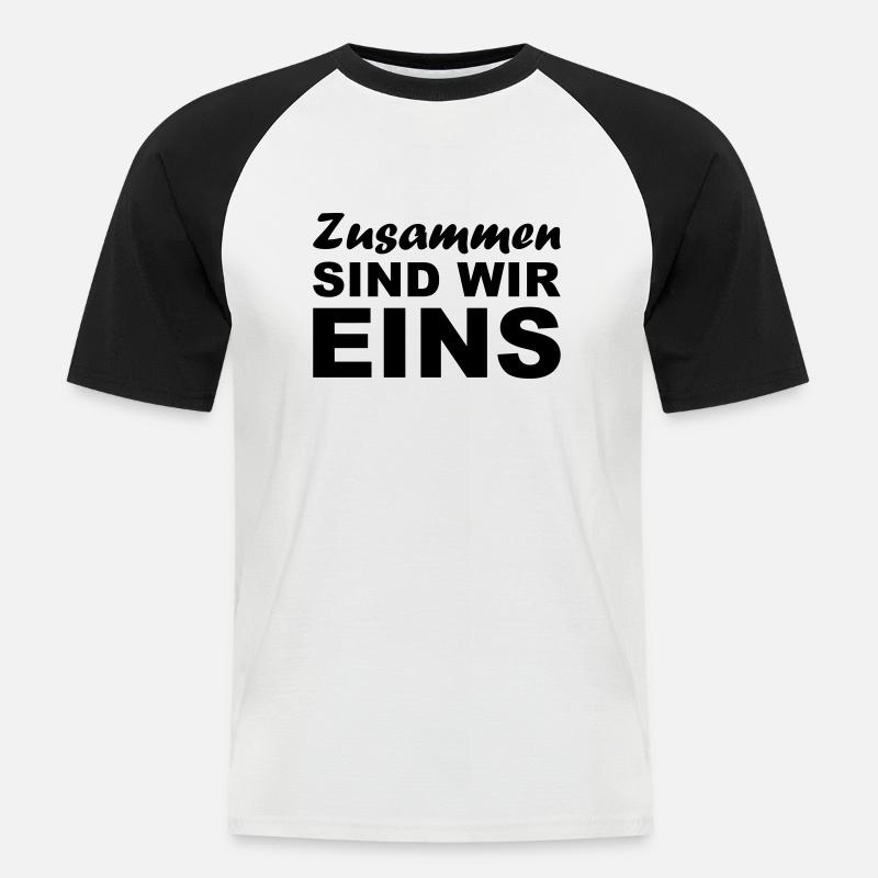 Zusammen sind wir Eins - Männer Baseball-T-Shirt - Weiß/Schwarz