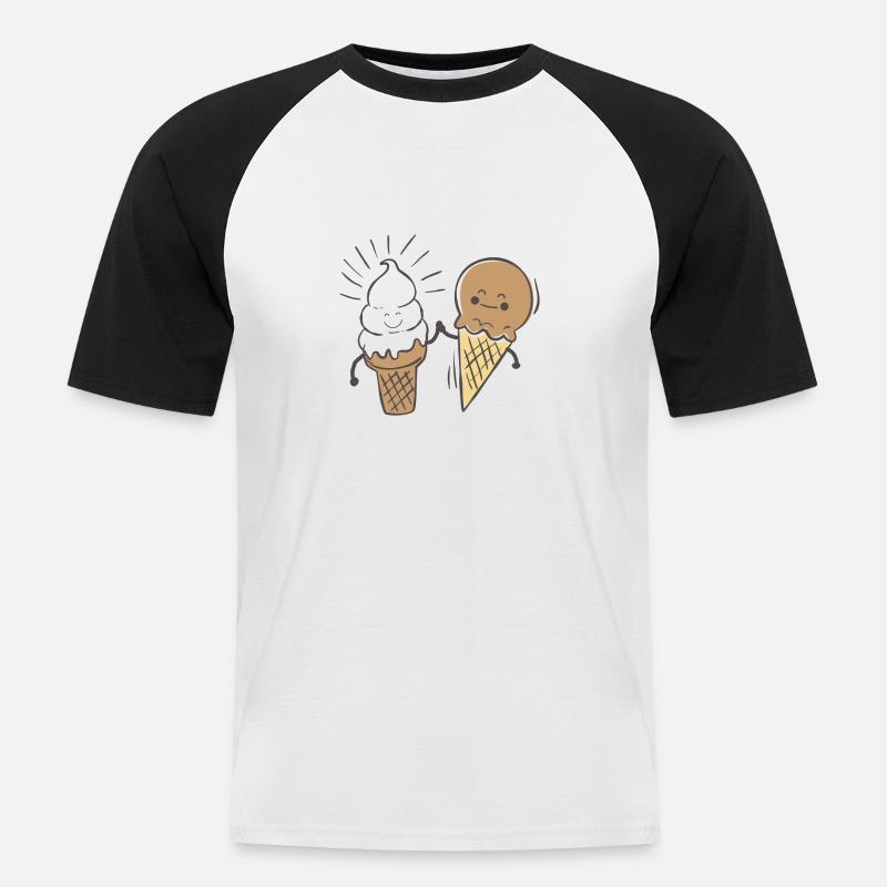 Beste Freunde - Eis - Männer Baseball-T-Shirt - Weiß/Schwarz