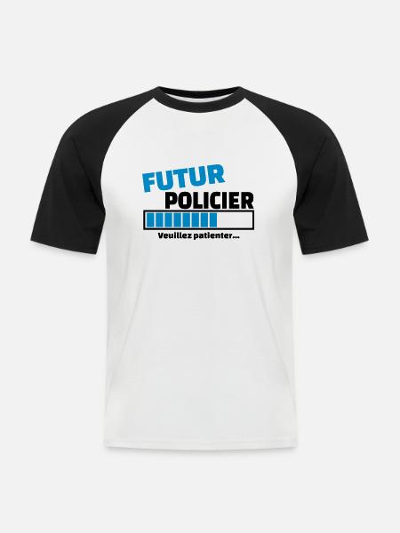 futur policier - T-shirt baseball manches courtes Homme - blanc/noir
