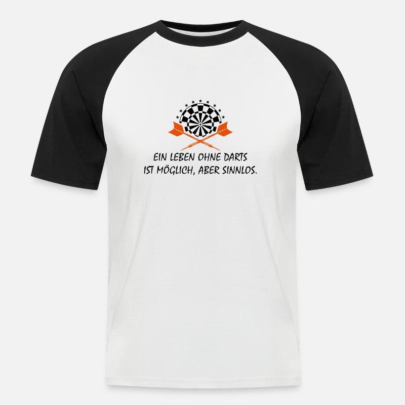 Ein Leben ohne Darts - Männer Baseball-T-Shirt - Weiß/Schwarz