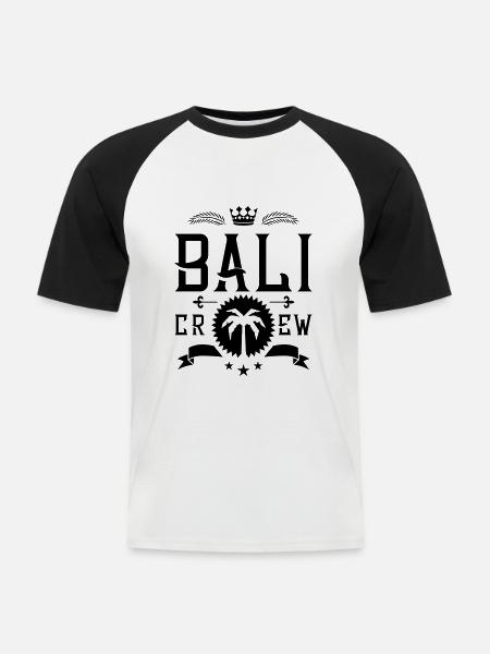 bali crew palme - Männer Baseball-T-Shirt - Weiß/Schwarz