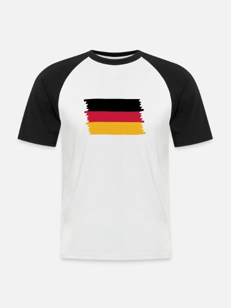 Deutschland - Männer Baseball-T-Shirt - Weiß/Schwarz
