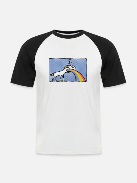 Speinhorn - Männer Baseball-T-Shirt - Weiß/Schwarz