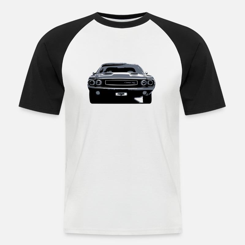 challenger r/t - Männer Baseball-T-Shirt - Weiß/Schwarz