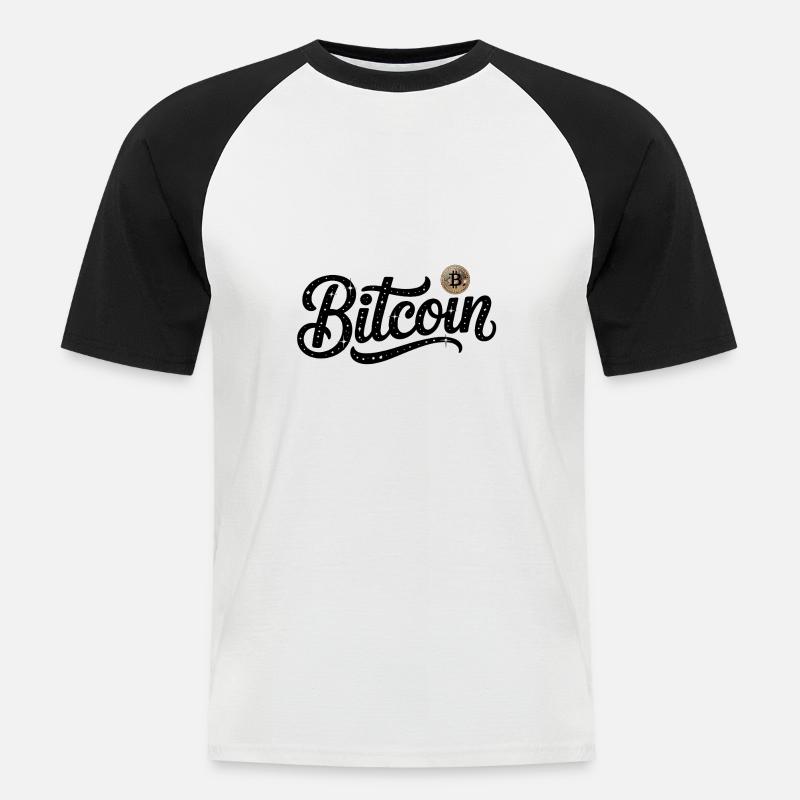 Bitcoin Logo - Crypto Coding Sticker - Männer Baseball-T-Shirt - Weiß/Schwarz