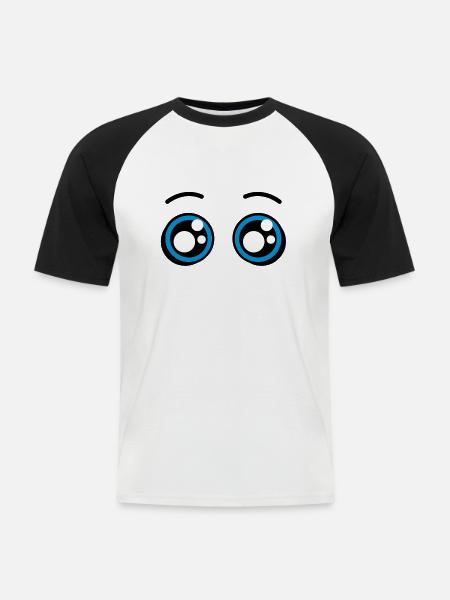 yeux mignons - yeux doux - T-shirt baseball manches courtes Homme - blanc/noir