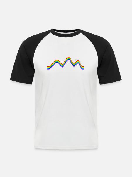 Gebirge - Regenbogenfarben - Männer Baseball-T-Shirt - Weiß/Schwarz