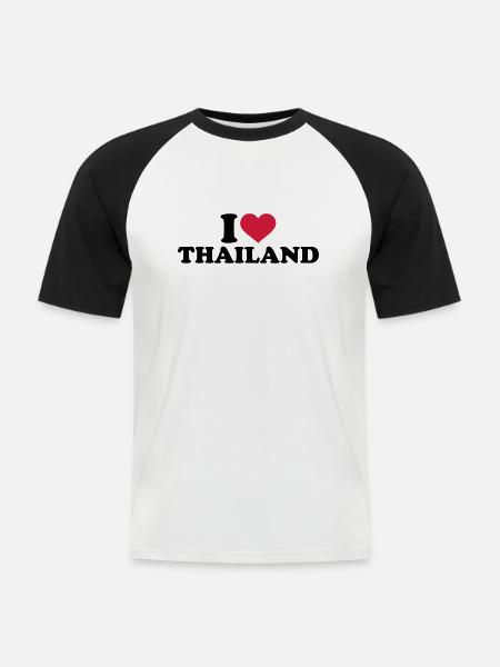 Thailand - Männer Baseball-T-Shirt - Weiß/Schwarz
