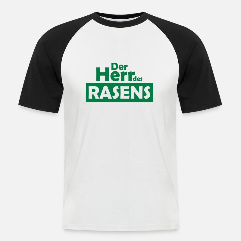 der herr des rasens - Männer Baseball-T-Shirt - Weiß/Schwarz