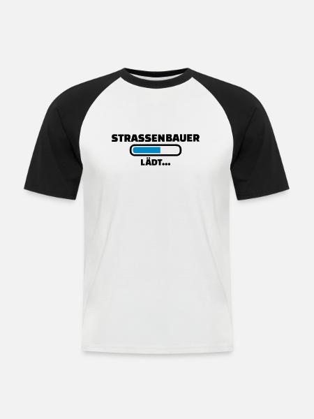 Straßenbauer - Männer Baseball-T-Shirt - Weiß/Schwarz