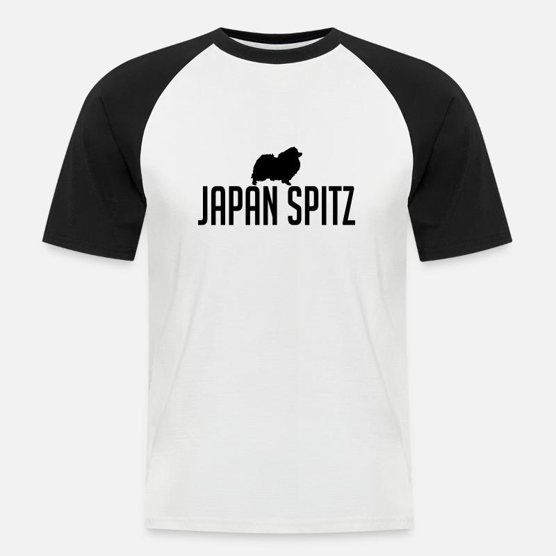 JAPAN SPITZ Hunderasse - Männer Baseball-T-Shirt - Weiß/Schwarz