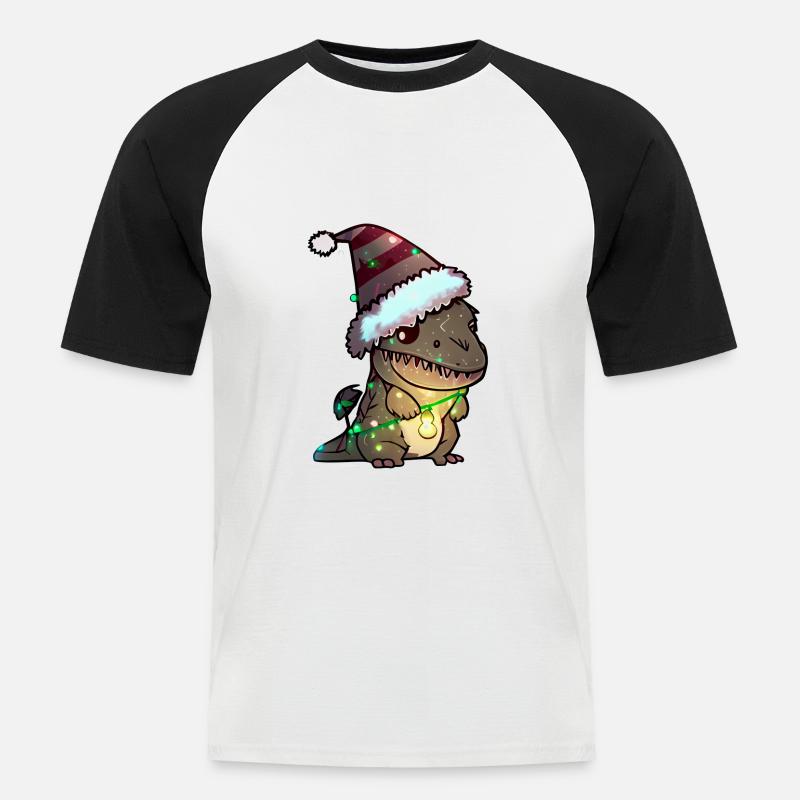 weihnachtsdinosaurier, geschenk, - Männer Baseball-T-Shirt - Weiß/Schwarz