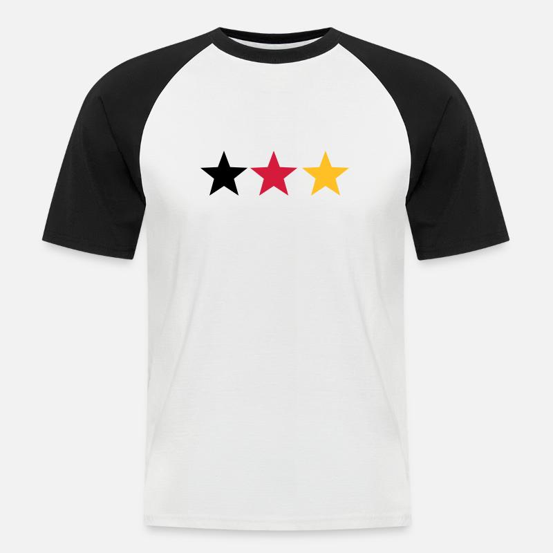 Schwarz rot gold - Männer Baseball-T-Shirt - Weiß/Schwarz