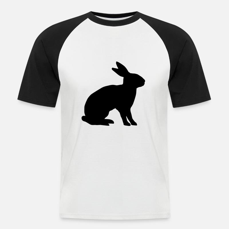 Kaninchen - Männer Baseball-T-Shirt - Weiß/Schwarz