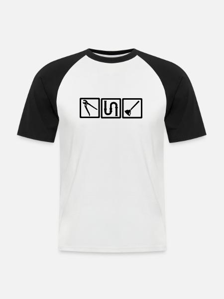 Plombier - T-shirt baseball manches courtes Homme - blanc/noir