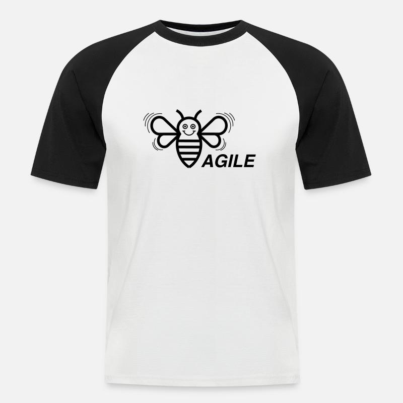 Be(e) Agile - Männer Baseball-T-Shirt - Weiß/Schwarz