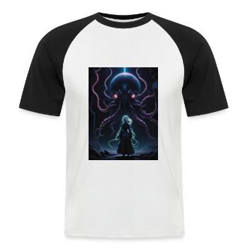 kraken du cosmos - T-shirt baseball manches courtes Homme - blanc/noir - Devant - Nik (191cm)