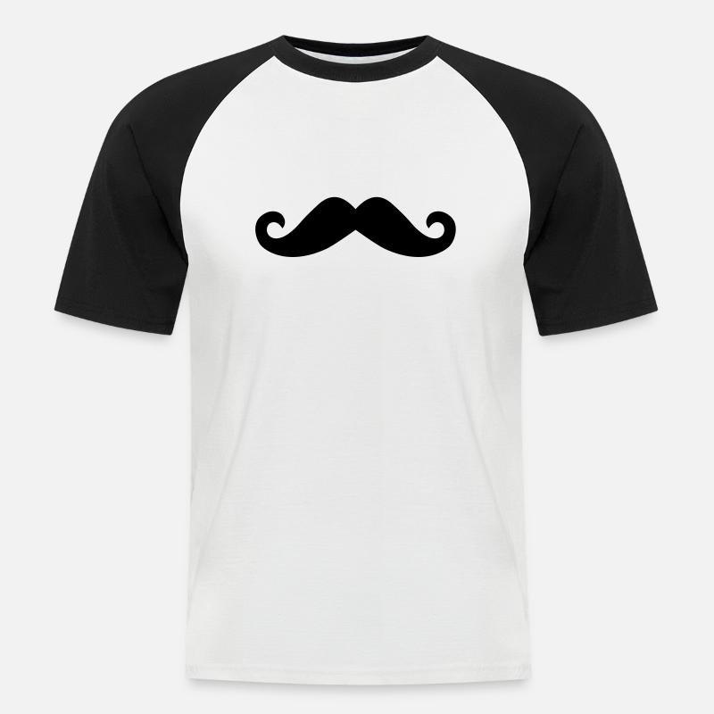 Schnurrbart - Männer Baseball-T-Shirt - Weiß/Schwarz