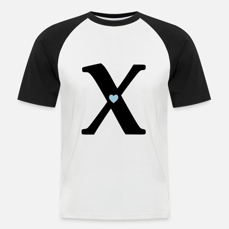 Buchstabe X Anfangsbuchstabe - Männer Baseball-T-Shirt - Weiß/Schwarz
