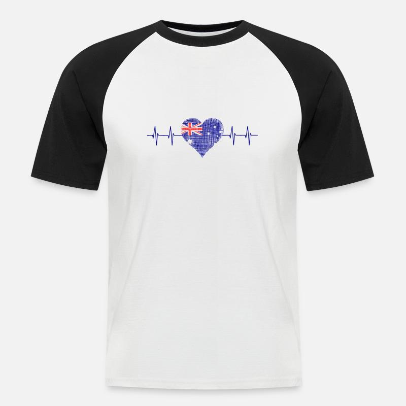 Australia, Down Under - Männer Baseball-T-Shirt - Weiß/Schwarz
