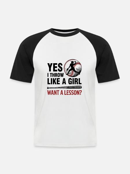 Baseball Frau Pitcher Geschenk - Männer Baseball-T-Shirt - Weiß/Schwarz
