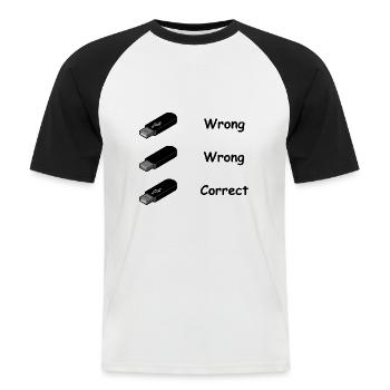 USB Stick Nerd Geek Computer Informatik Geschenk - Männer Baseball-T-Shirt - Weiß/Schwarz - Vorne - Nik (191cm)